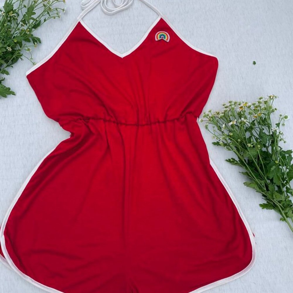 Red Rainbow Romper